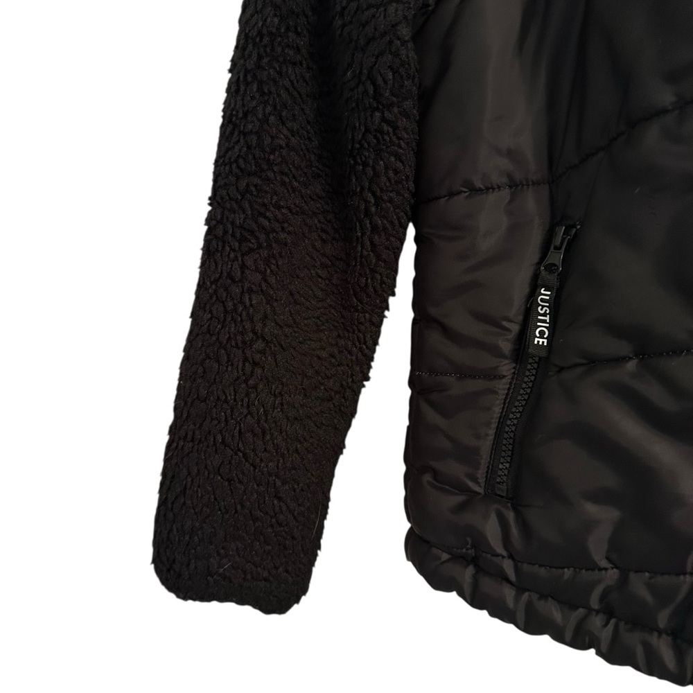 🔥HOST PICK 🔥 Justice Girls Black Puffer Sherpa Jacket Coat L 12/14 - Picture 6 of 8